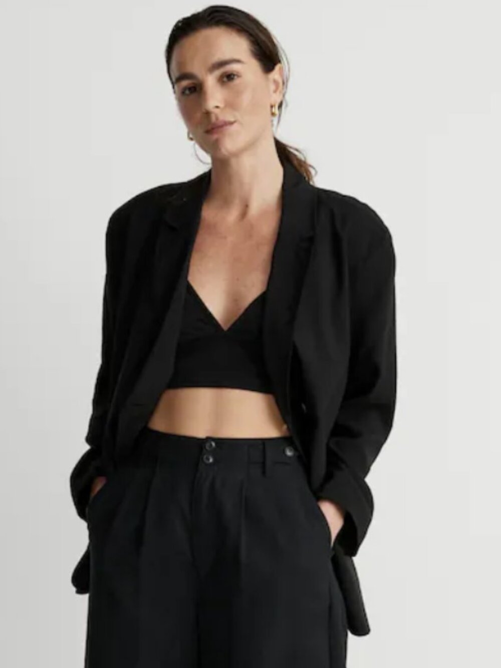 The Relaxed Blazer in Softdrape Black Size Medium NWT